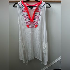 CYNTHIA ROWLEY Neon Embroidered and Bead Embellished Coverup